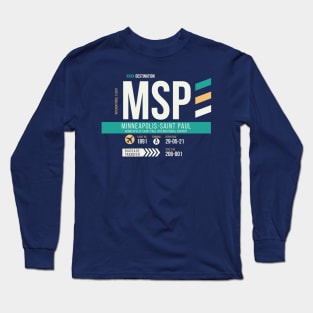 Minneapolis Saint Paul (MSP) Airport Code Baggage Tag Long Sleeve T-Shirt